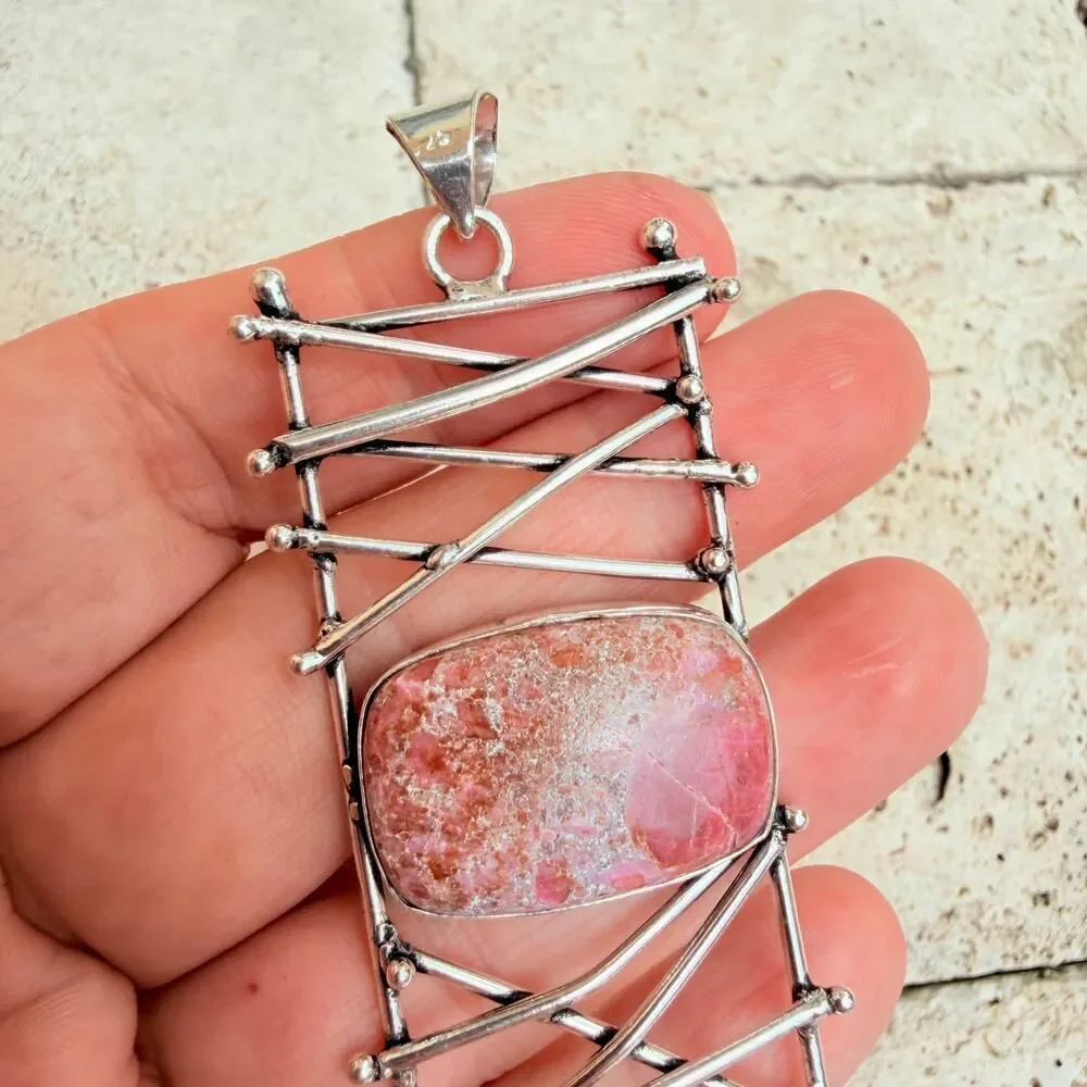 Cobalt Calcite 925 Silver Plated Artisan Pendant